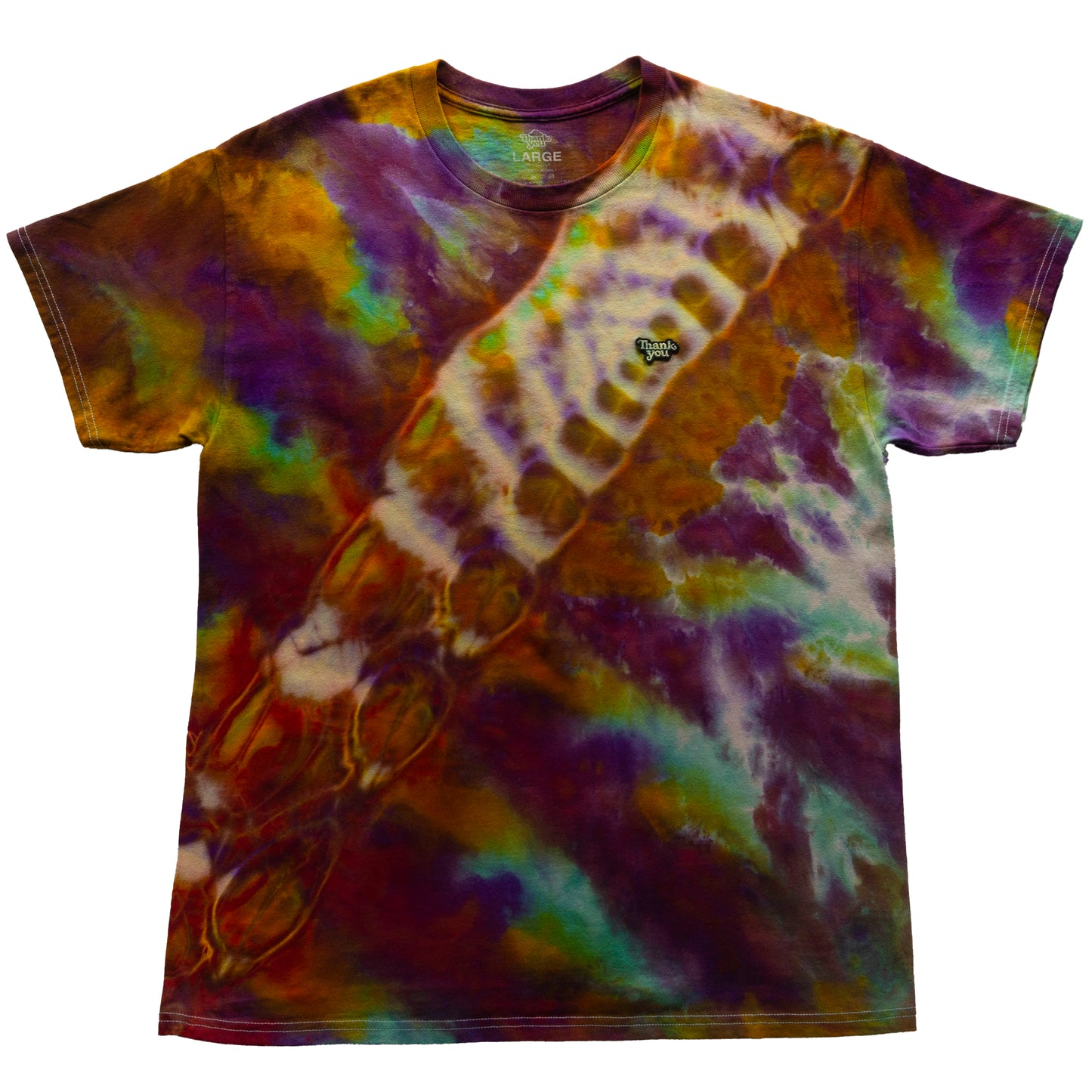 Large Tie-Dyed "Thank You" Skateboard Brand T-Shirt