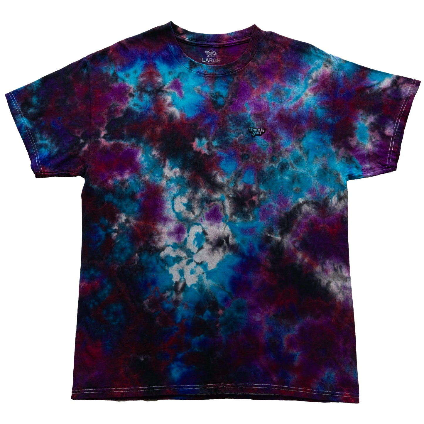 Large Tie-Dyed "Thank You" Skateboard Brand T-Shirt